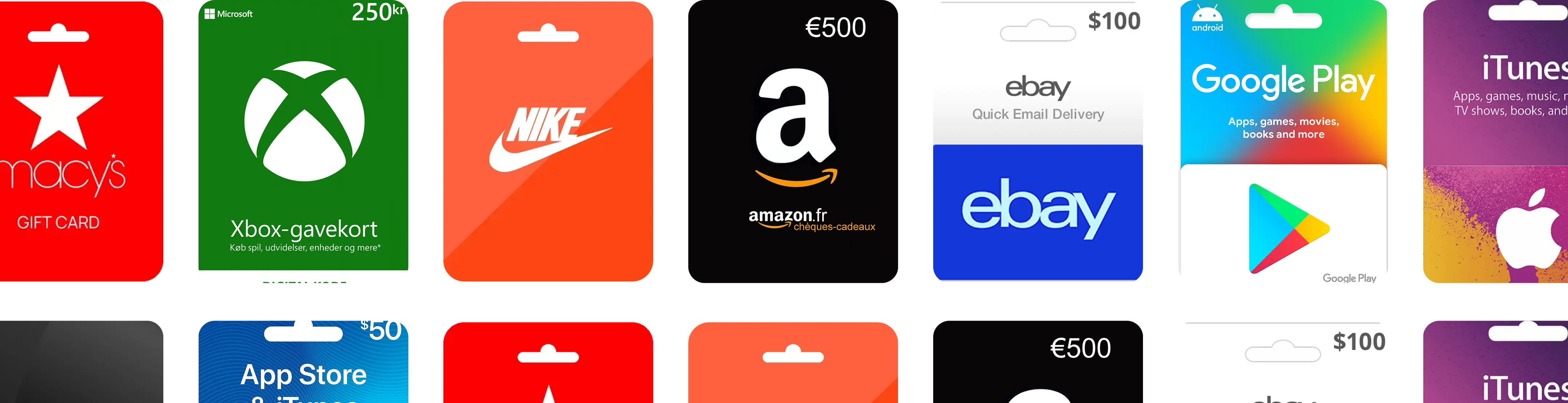 Gift cards options